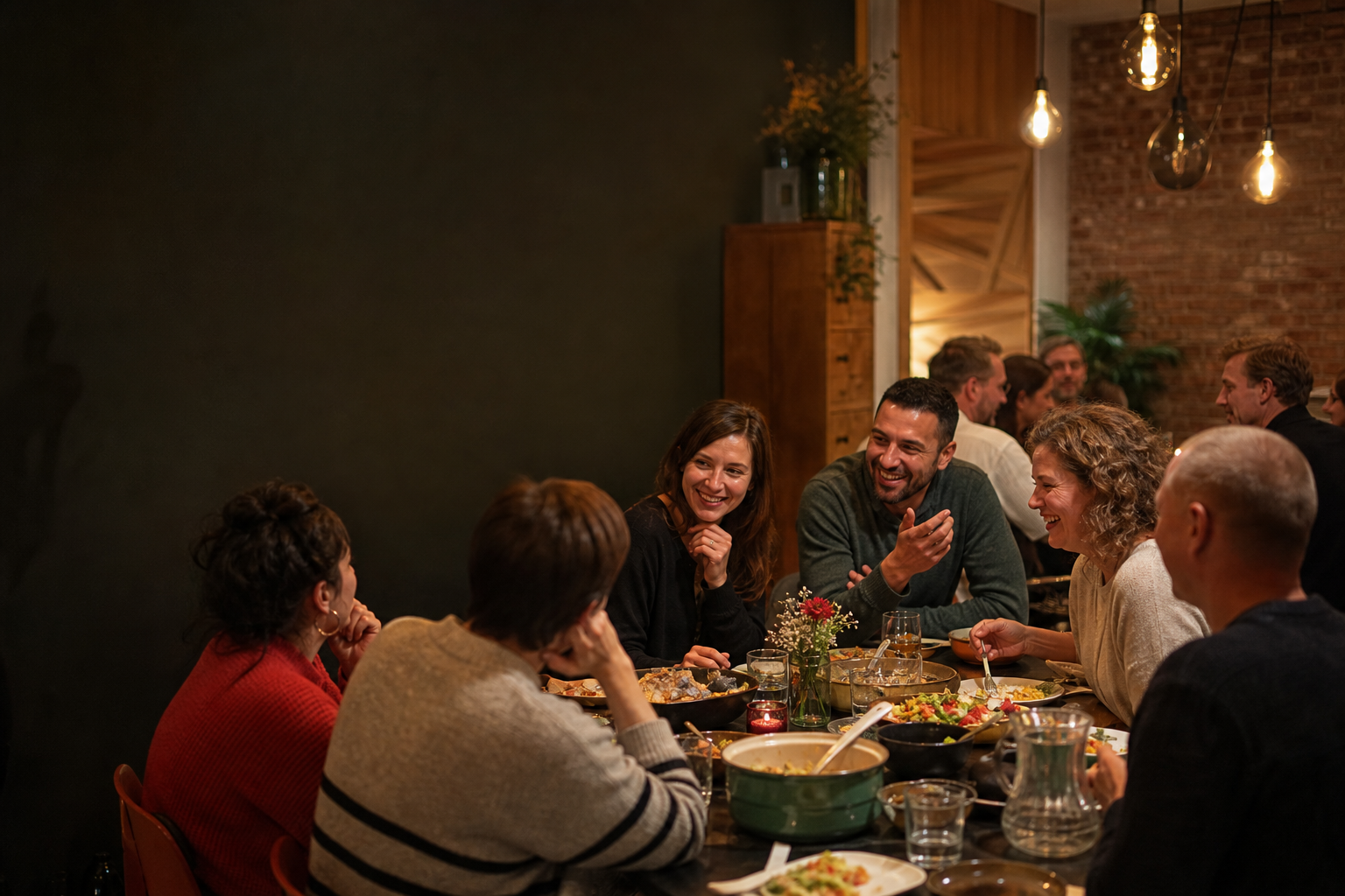 Mensen in gesprek rond een tafel