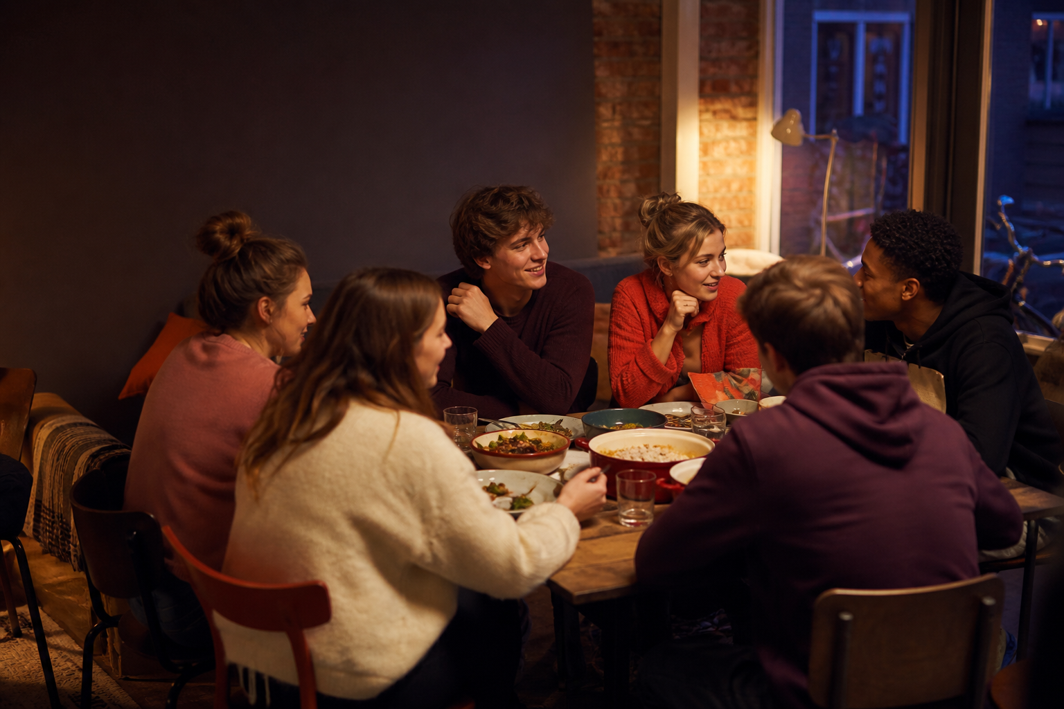 Studenten tijdens een gezellige avond